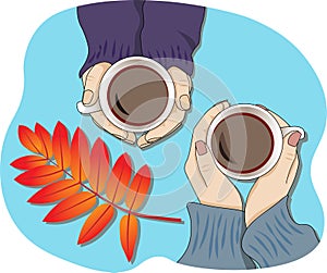 Illustration of two cups of tea